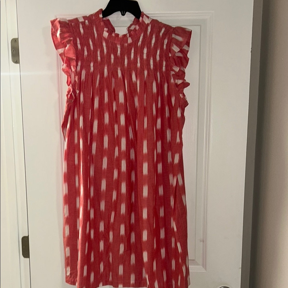 Crown & Ivy Red and White Pleated A-line Dress
